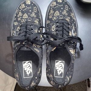 Vans Women's Black Sneakers with Gold Patterns